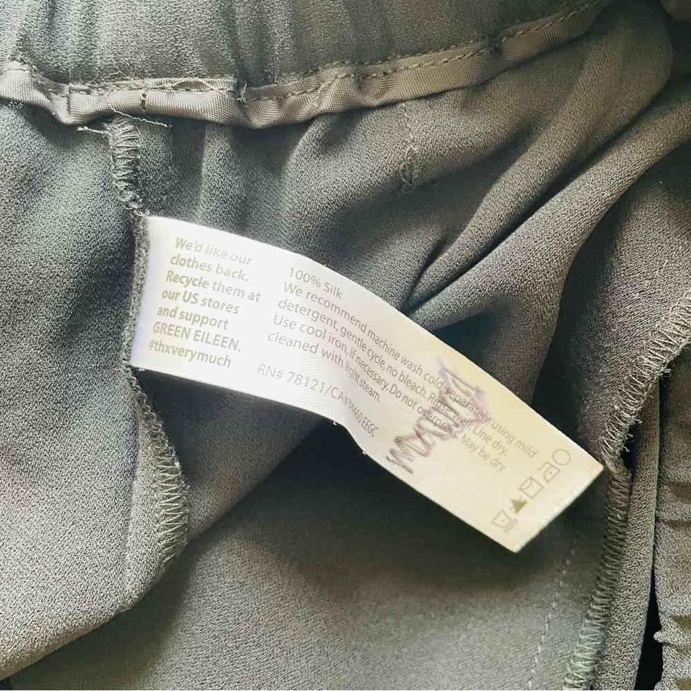 Eileen Fisher 1X Georgette 100% silk Crepe Tapered Pocketed Pants in black - Picture 6 of 6